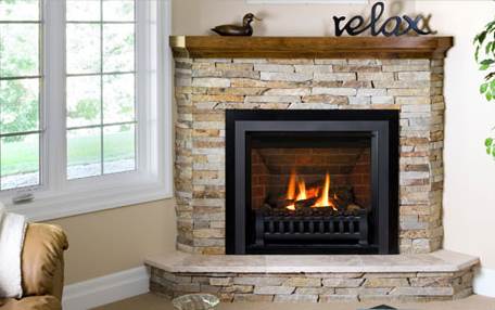 A corner gas fireplace affords great flexibility in furniture arrangement and a great view of the fire from virtually anywhere in the room!
