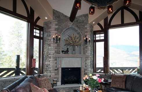 STONE CORNER FIREPLACE DESIGN IDEAS, PICTURES, REMODEL AND