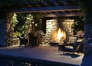 Outdoor Fireplaces with Pergolas