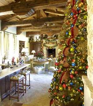 christmas tree and fireplace