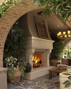 concrete outdoor fireplace