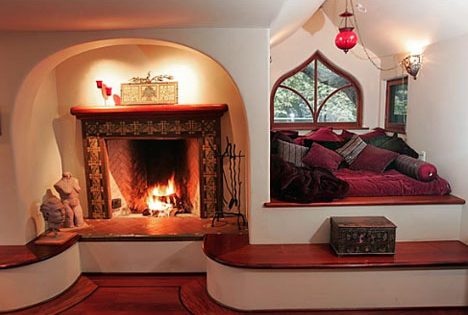 storybook cottage fireplace