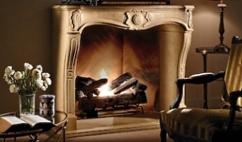 faux stone fireplace