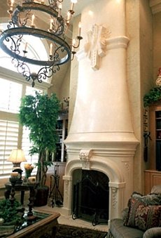 faux stone fireplace