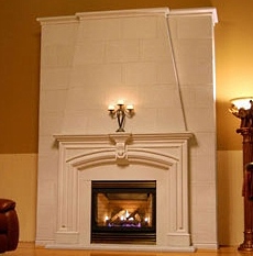 faux stone fireplace