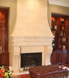 faux stone fireplace