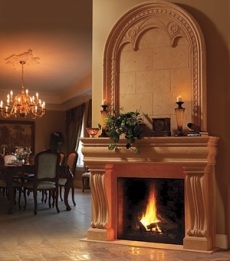 faux stone fireplace