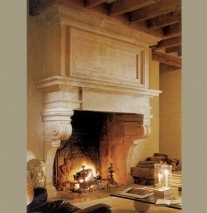 faux stone fireplace