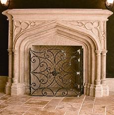 faux stone fireplace