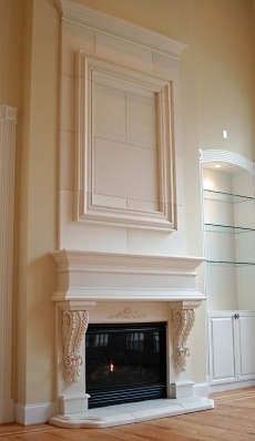 faux stone fireplace