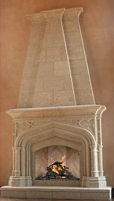 faux stone fireplace