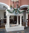 faux stone fireplace