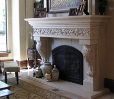 faux stone fireplace