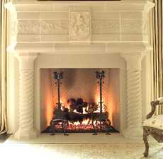 faux stone fireplace