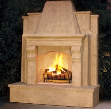 faux stone fireplace