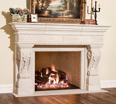 faux stone fireplace