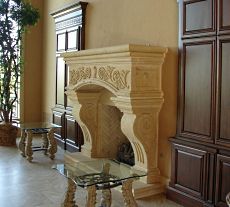 faux stone fireplace