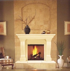 faux stone fireplace