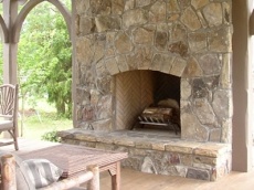 fieldstone fireplace