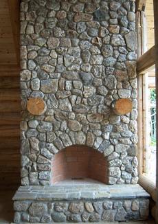 fieldstone fireplace