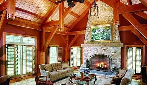 fieldstone fireplace