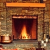 fieldstone fireplace