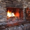 fieldstone fireplace