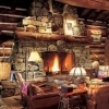 fieldstone fireplace