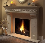 man made stone fireplace