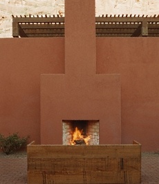 outdoor masonry fireplace