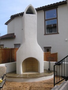 outdoor masonry fireplace