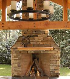 outdoor masonry fireplace