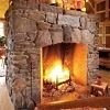 outdoor masonry fireplace