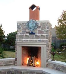 outdoor masonry fireplace