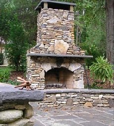 outdoor masonry fireplace