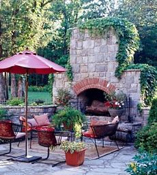 outdoor masonry fireplace