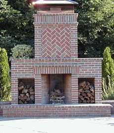 outdoor masonry fireplace