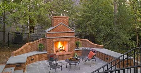 outdoor masonry fireplace