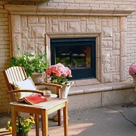 outdoor stone fireplace