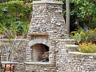 outdoor stone fireplace