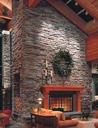 picture of cultured stone fireplace
