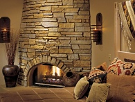 picture of cultured stone fireplace