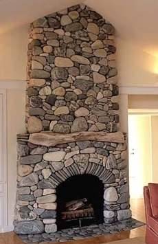 river rock fireplace surround