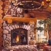 river rock fireplace surround