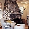 river rock fireplace surround