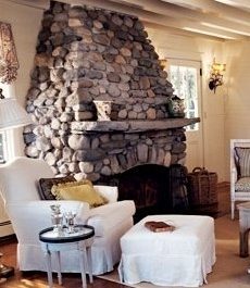 river rock fireplaces