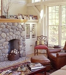 Standout River Rock Fireplaces . . . Cottage Cuties!