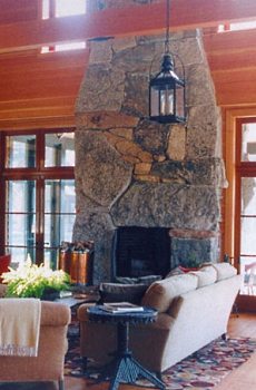 stone fireplace construction