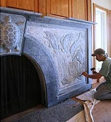 stone fireplace mantle