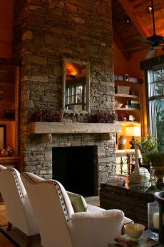 stone fireplace